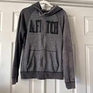 Abercrombie Fitch Spell Out Zip Muscle Hoodie Sweatshirt Y2K Retro Streetwear